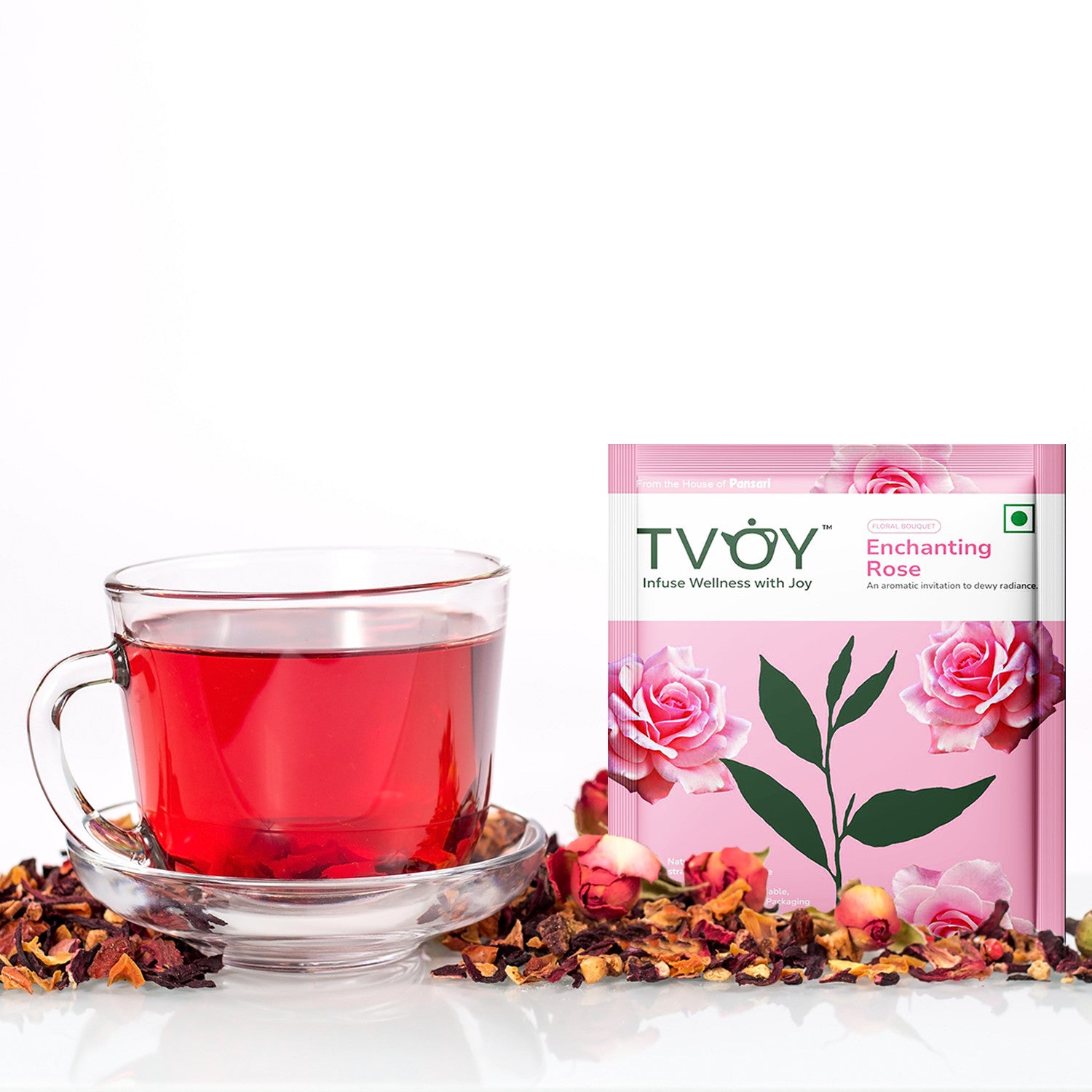 Tvoy Enchanting Rose Green Tea | 20 Biodegradable Tea Bags